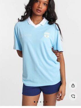 Bluenotes Sky Blue Short-Sleeve Argentina Soccer Jersey with White Trim